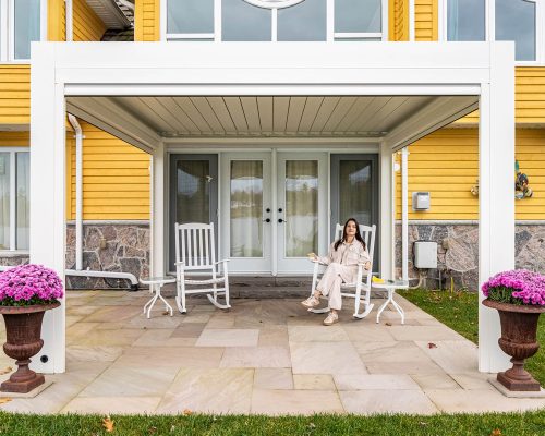 White aluminum pergola
