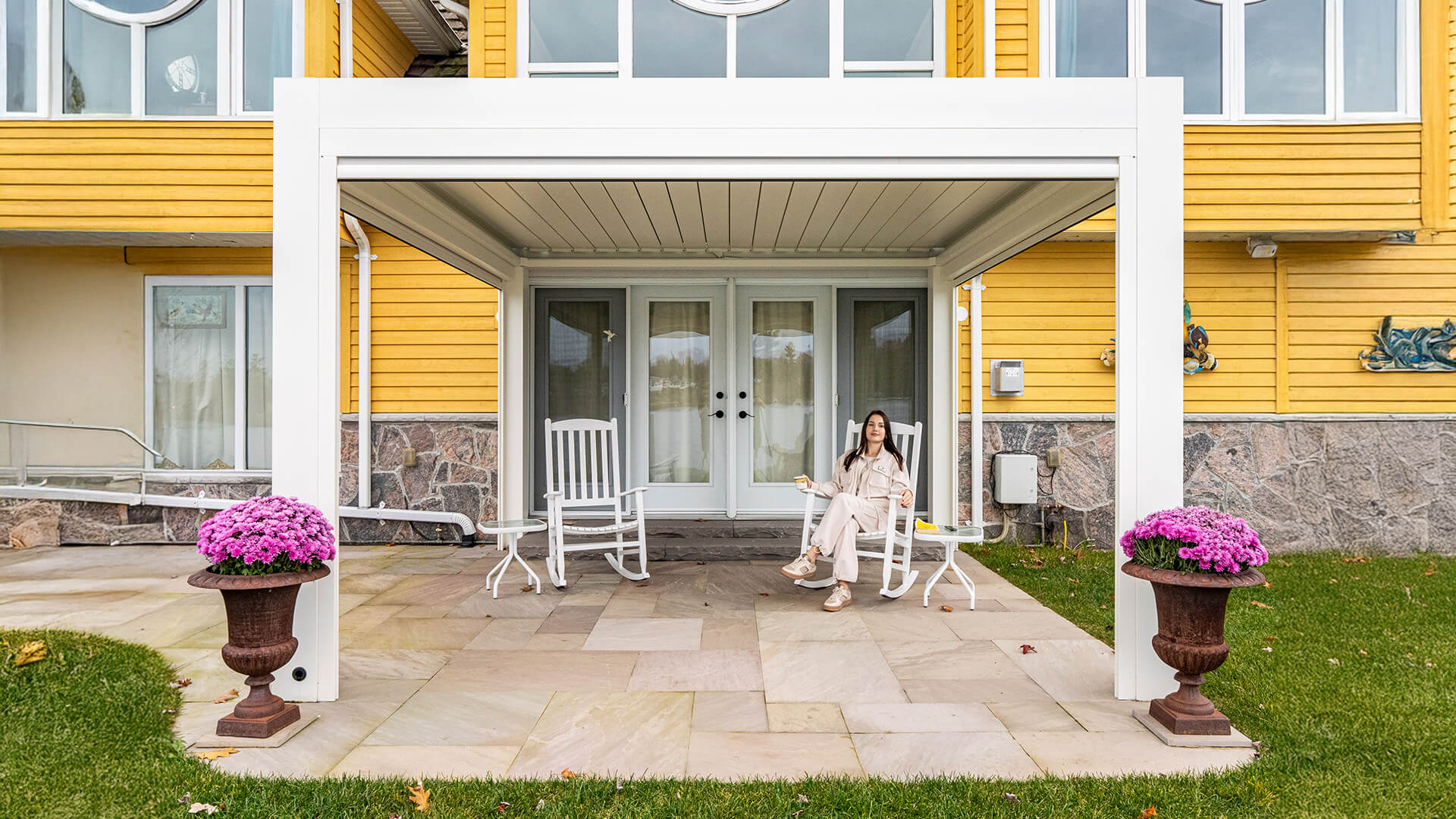 white pergola with roof #1502