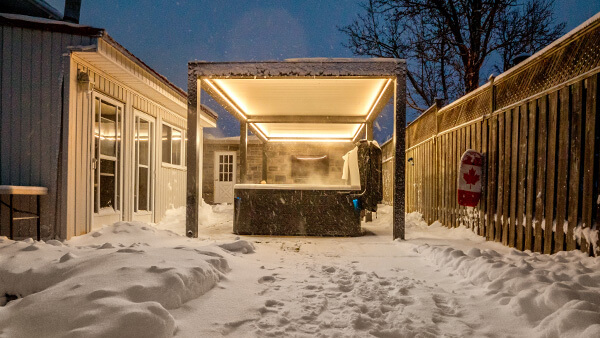 Winter pergola over hot tub photo # 358