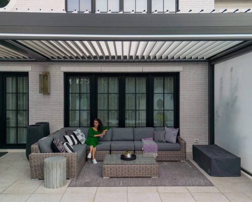 Backyard pergola with screens 14′ x 40′