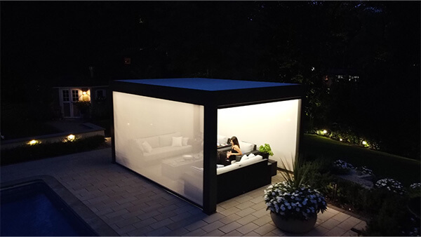pergola with privacy screen and lights photo # 354